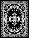 Classic Black White Medallion Border Rug