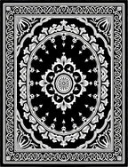 Classic Black White Medallion Border Rug