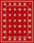 Crimson Snowflake Bordered Repeating Rug