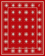 Crimson Snowflake Bordered Repeating Rug