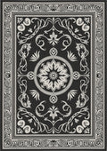 Monochromatic Scrollwork Floral Round Medallion Rug