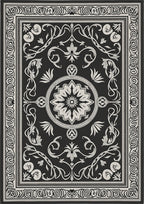 Monochromatic Scrollwork Floral Round Medallion Rug