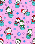 Pink Snowman And Snowflake Winter Wonder Rug