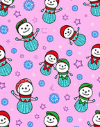 Pink Snowman And Snowflake Winter Wonder Rug
