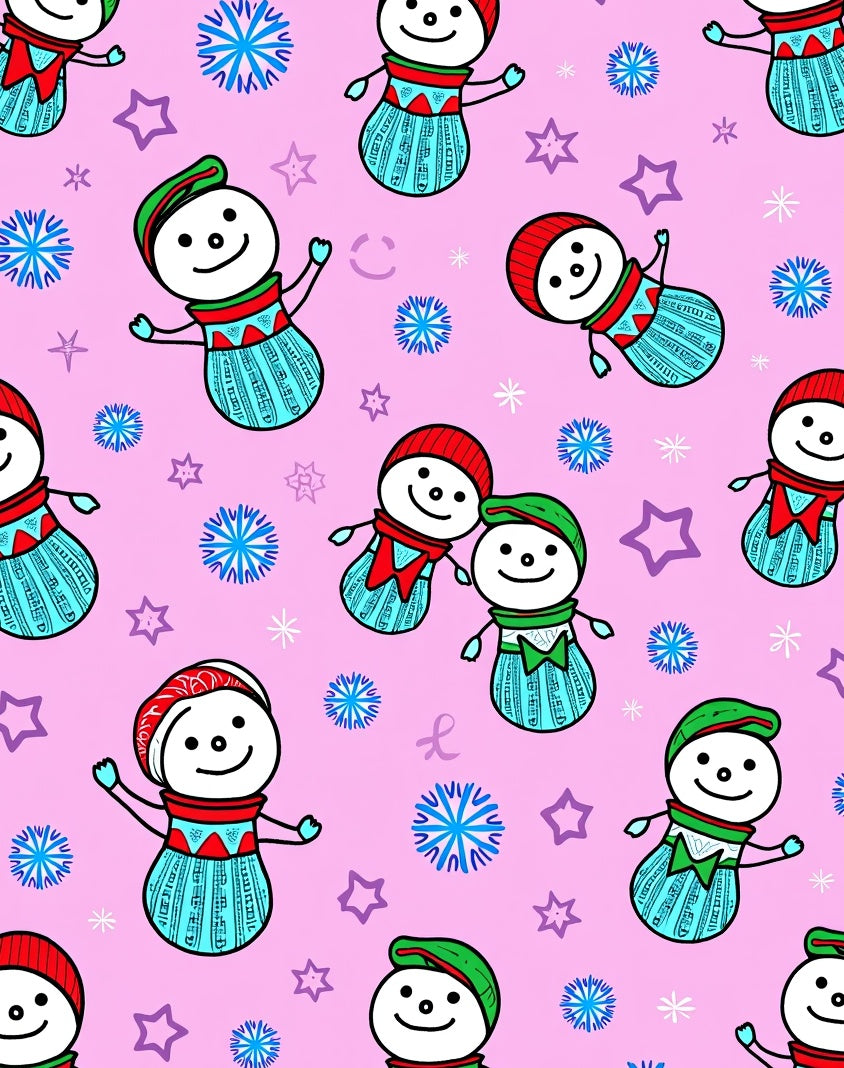 Pink Snowman And Snowflake Winter Wonder Rug