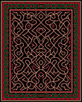 Red Green Intertwined Geometric Border Rug