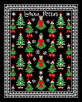 Whimsical Christmas Trees Red Bow Snowflake Rug