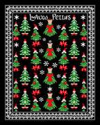 Whimsical Christmas Trees Red Bow Snowflake Rug