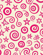 Vibrant Fuchsia Swirl And Star Rug