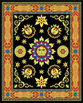 Sun Faces Celestial Border Rug