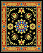 Sun Faces Celestial Border Rug