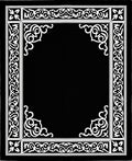 Elegant Black White Scroll Border Rug