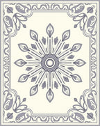 Cream Gray Floral Medallion Border Rug