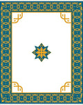 Teal Yellow Geometric Border Medallion Rug