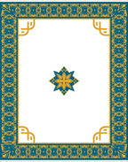 Teal Yellow Geometric Border Medallion Rug