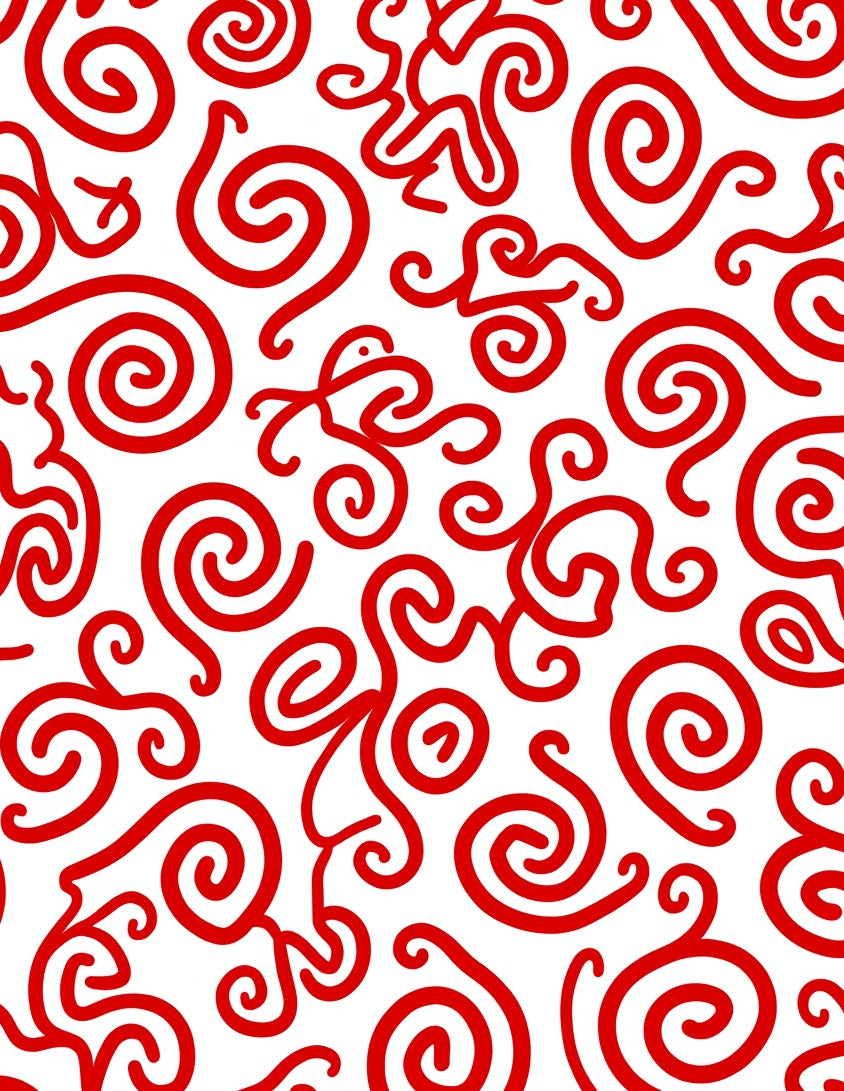 Bold Red Whimsical Swirl Rug