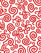 Bold Red Whimsical Swirl Rug