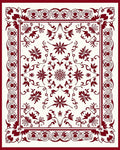 Deep Red Vine Starburst Frame Rug