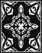 Black White Filigree Quatrefoil medallion Rug