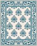 Teal Ceramic Floral Medallion Classic Rug