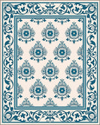 Teal Ceramic Floral Medallion Classic Rug
