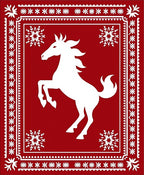 Bold Red Horse Snowflakes Border Rug