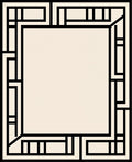 Cream Black Abstract Geometric Frame Rug