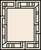 Cream Black Abstract Geometric Frame Rug