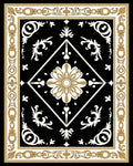 Black Gold Ivory Floral Diamond Rug