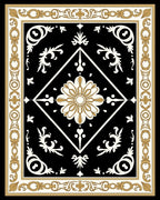 Black Gold Ivory Floral Diamond Rug