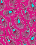 Vibrant Fuchsia Peacock Feather Collection Rug