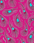Vibrant Fuchsia Peacock Feather Collection Rug