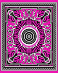 Bold Pink Black White Floral Medallion Rug