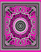 Bold Pink Black White Floral Medallion Rug