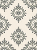 Elegant Gray Floral Medallion Tile Rug