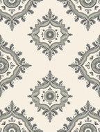 Elegant Gray Floral Medallion Tile Rug