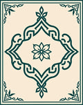 Classic Teal Medallion Floral Frame Rug