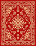 Elegant Red Floral Square Medallion Rug