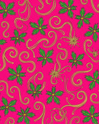 Vibrant Pink Leaf Swirl Medley Rug