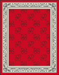 Crimson Red Scrolling Floral Border Rug