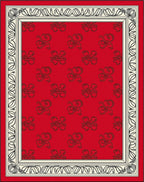 Crimson Red Scrolling Floral Border Rug