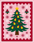 Pink Christmas Tree Bell Snowflakes Rug