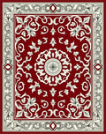 Ornate Crimson Blossom Border Rug