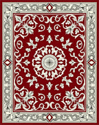 Ornate Crimson Blossom Border Rug