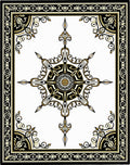 Ornate Black and Gold Starburst Frame Rug