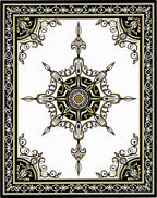 Ornate Black and Gold Starburst Frame Rug