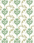 Sage Green Floral Vine Damask Rug