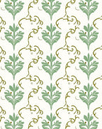 Sage Green Floral Vine Damask Rug