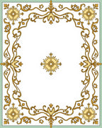 Golden Floral Scrollwork Medallion Border Rug
