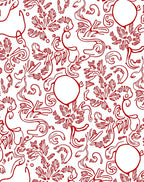 Red Floral Scrollwork Vine Rug